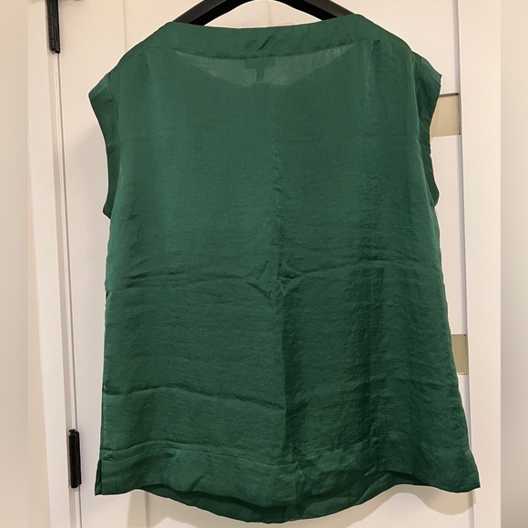 Talbots Silky Bateau Cap Sleeve Blouse Emerald Green 12P - Picture 2 of 6